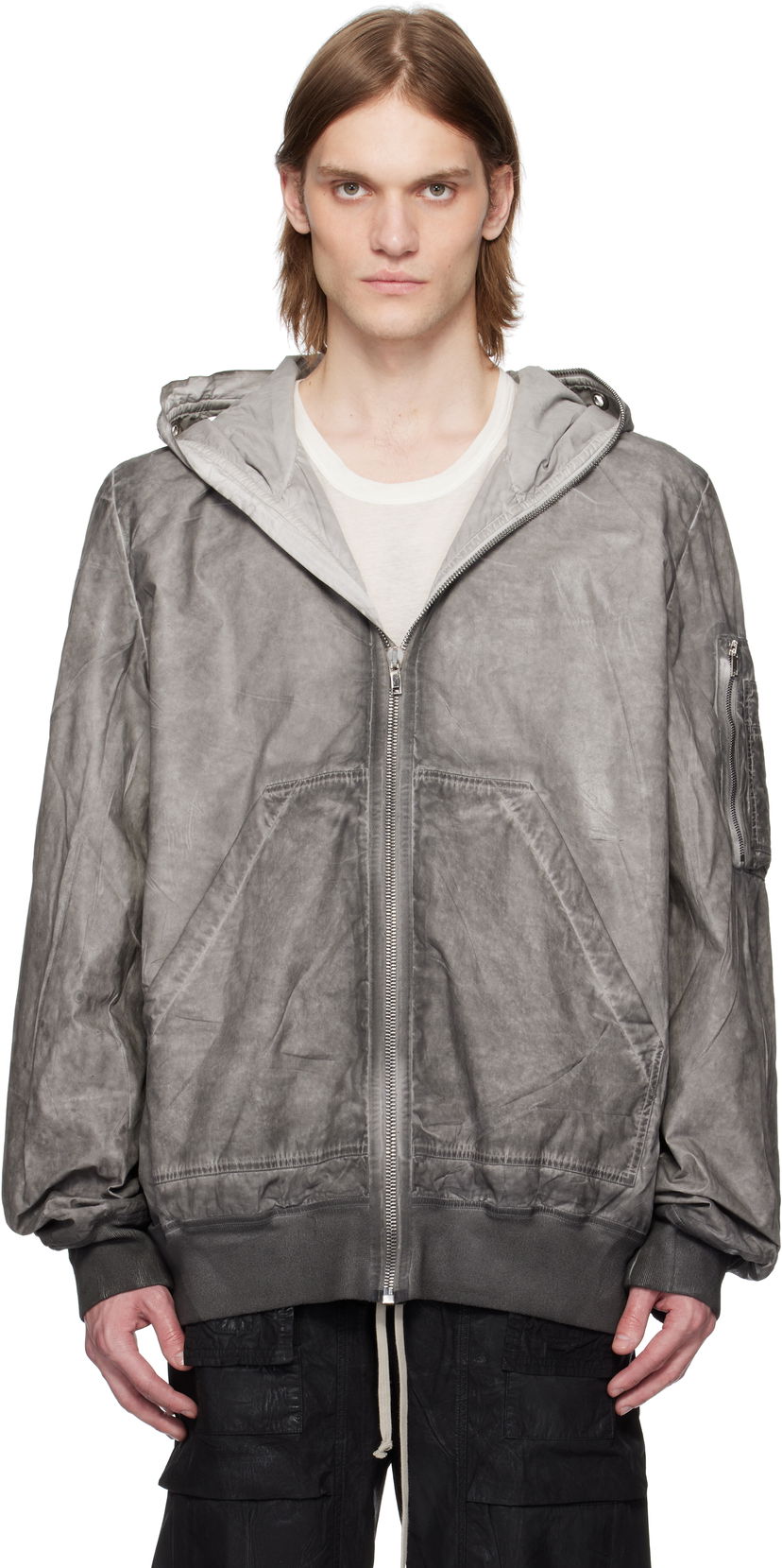 Bomberjakke Rick Owens Rick Owens DRKSHDW Hollywood Flight Bomber Jacket Grå | DU01E3772 PF