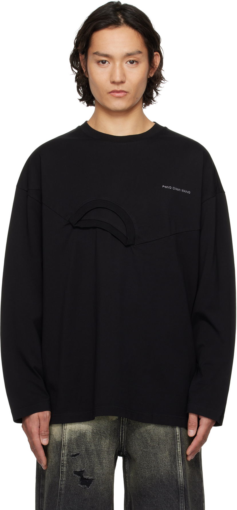 T-shirt Feng Chen Wang Feng Chen Wang Oversized 2in1 T-Shirt Sort | FMS19LS01B