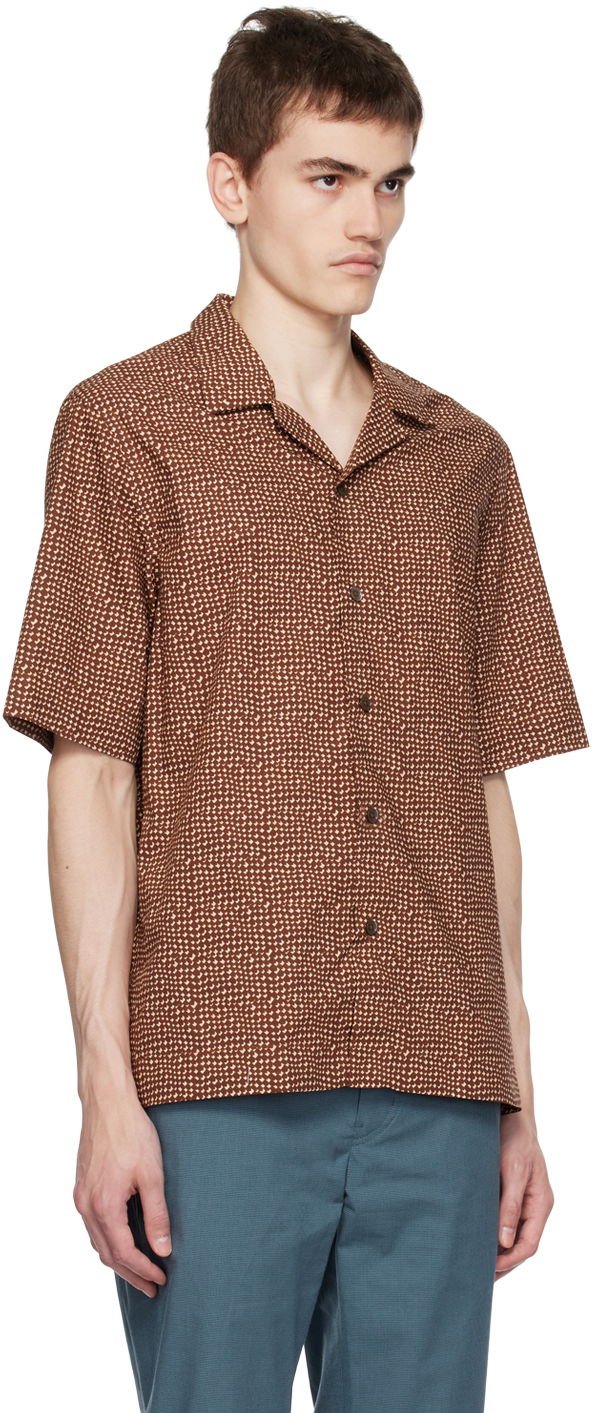 Skjorte Paul Smith Paul Smith Mini Tile Short Sleeve Button-Up Shirt Brun | M1R-905U-L02054, 1