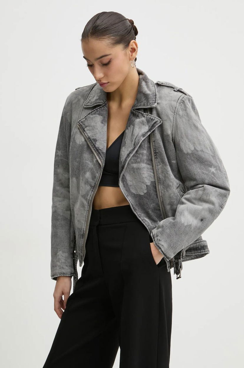 Jakke Fiorucci Fiorucci Acid Wash Denim Moto Jacket Grå | U01FMDJA177DN03DN07
