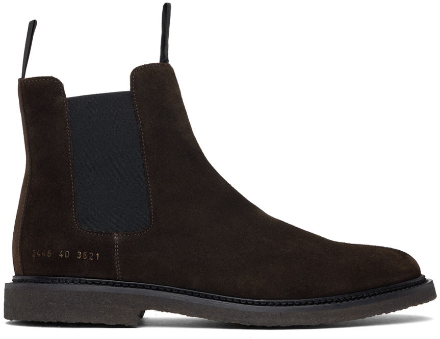 Tøj Common Projects Common Projects Classic Waxed Suede Chelsea Boots Brun | ARTICLE 2446, 0