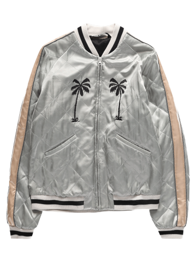Bomberjakke Palm Angels Life Is Palm Souvenir Jacket Grå | PMEA110F22FAB0020910