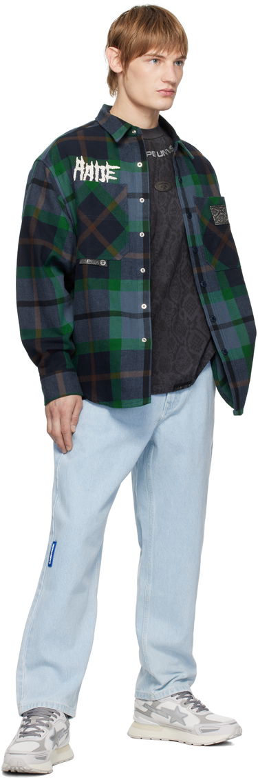 Skjorte AAPE by A Bathing Ape AAPE by A Bathing Ape 'AAPE UNVS' Long Sleeve Check Shirt Blå | AAPSTM8504XXNNYM, 3