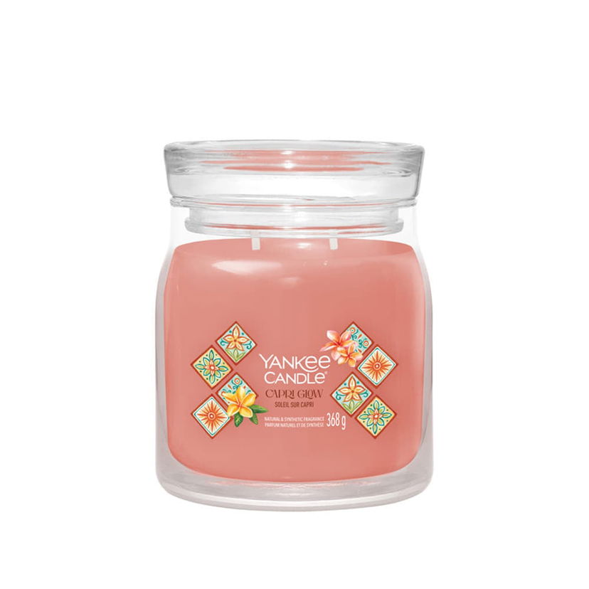 Stearinlys Yankee Candle Signature Capri Glow Medium Jar 2 Wicks Universal Lyserød | 43117
