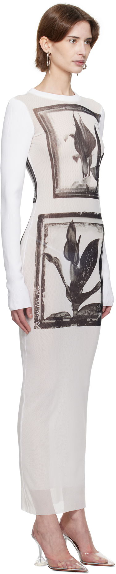Kjole Jean Paul Gaultier Jean Paul Gaultier Flowers Cadres Maxi Dress Hvid | 25/33-F-RO359-T579-010200, 1
