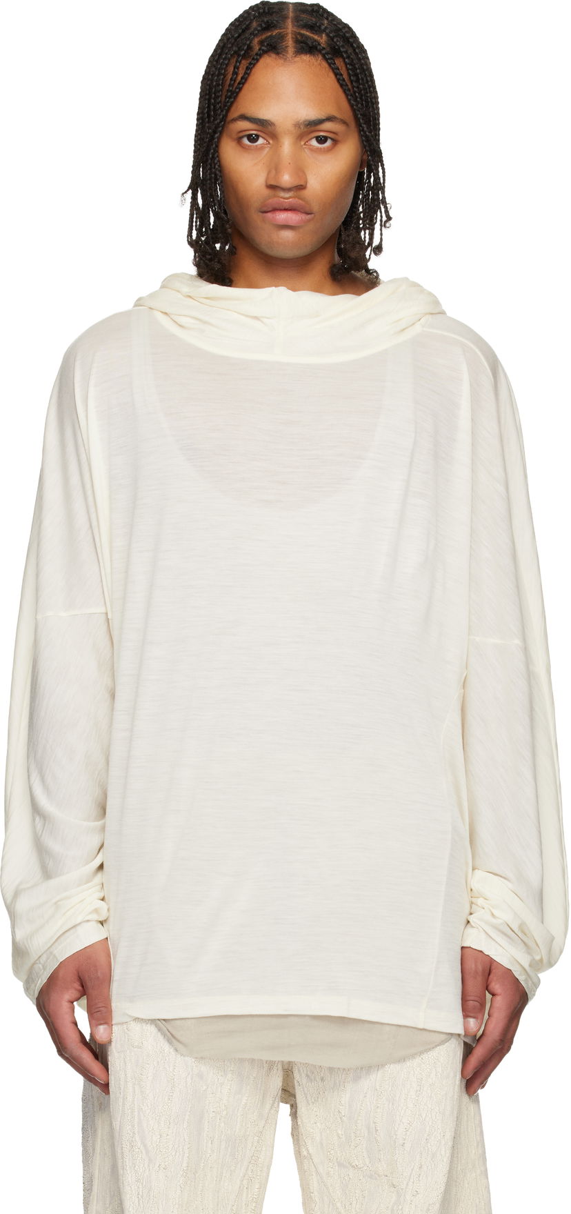 Sweatshirt Rick Owens Concordians Loose-Fit Cowl Neck Tunic Hoodie Beige | RR02E1502 JSW