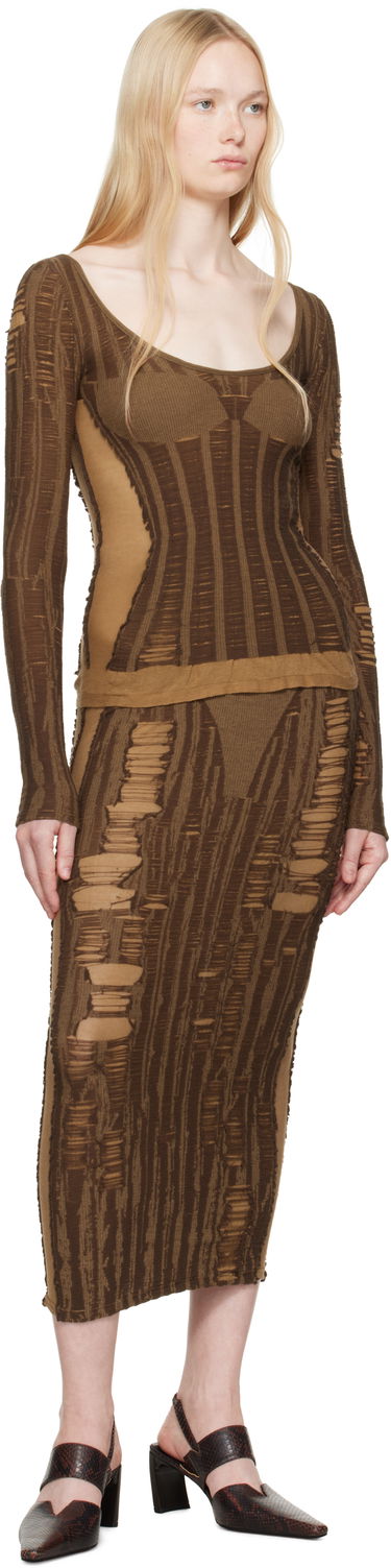 Nederdel Diesel Diesel M-Calina Distressed Midi Skirt Brun | A19220 0BJBI, 3