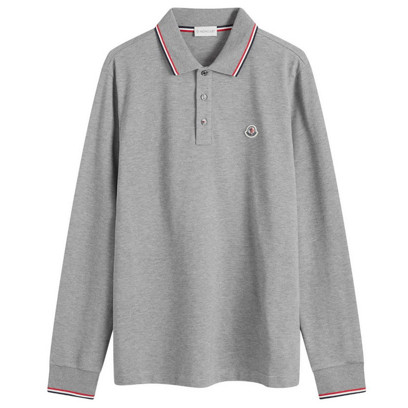 Polo skjorte Moncler Long Sleeve Polo T-Shirt Grå | 8B701-00-84556-987