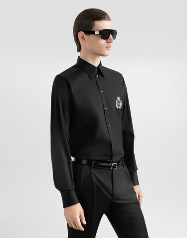 Skjorte Dolce & Gabbana Cotton Shirt With Patch Sort | G5ML1ZGI757N0000, 3