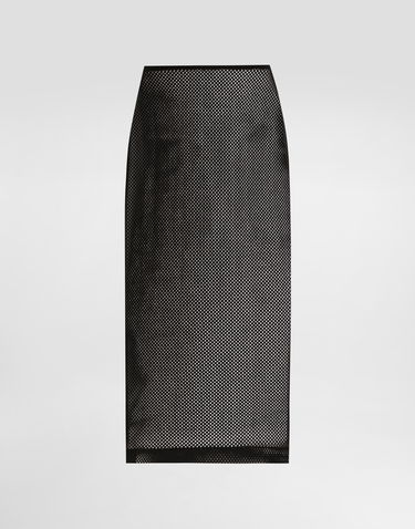Nederdel Dolce & Gabbana Dolce & Gabbana Mesh Calf-Length Skirt Sort | F4CT6TFLREPN0000, 0