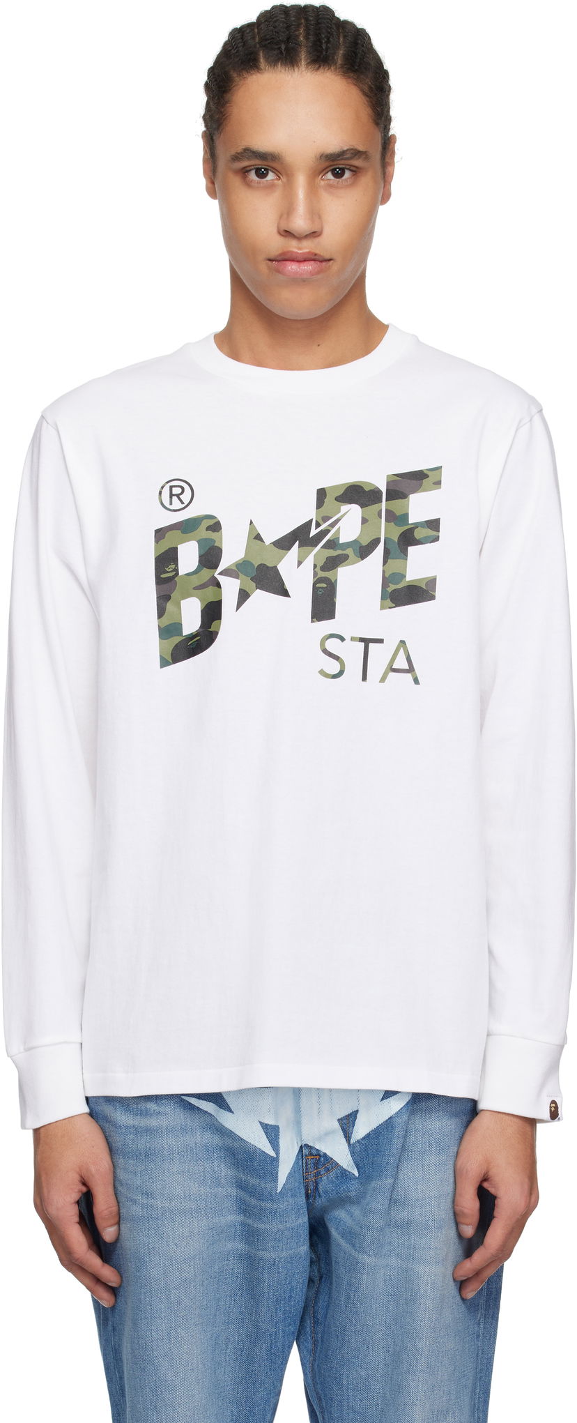 T-shirt BAPE A Bathing Ape 1st Camo 'Bape STA' Long Sleeve T-Shirt Hvid | 001LTL301016M