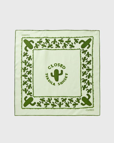Tørklæde CLOSED Tequila Sunset Cactus Print Silk Scarf Grøn | C80802-27D-PR-654, 0