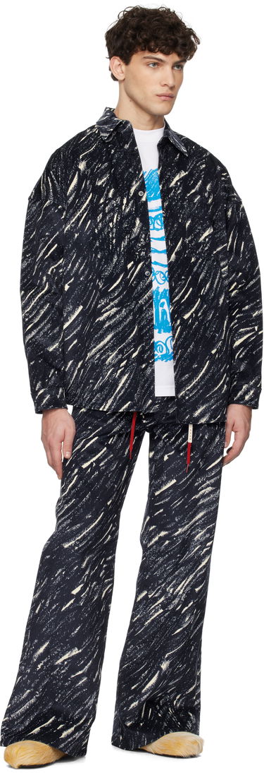 Bukser Marni Marni Flocked Denim Flared Jeans Mørkeblå | PUJU0019A0 UTC432, 3