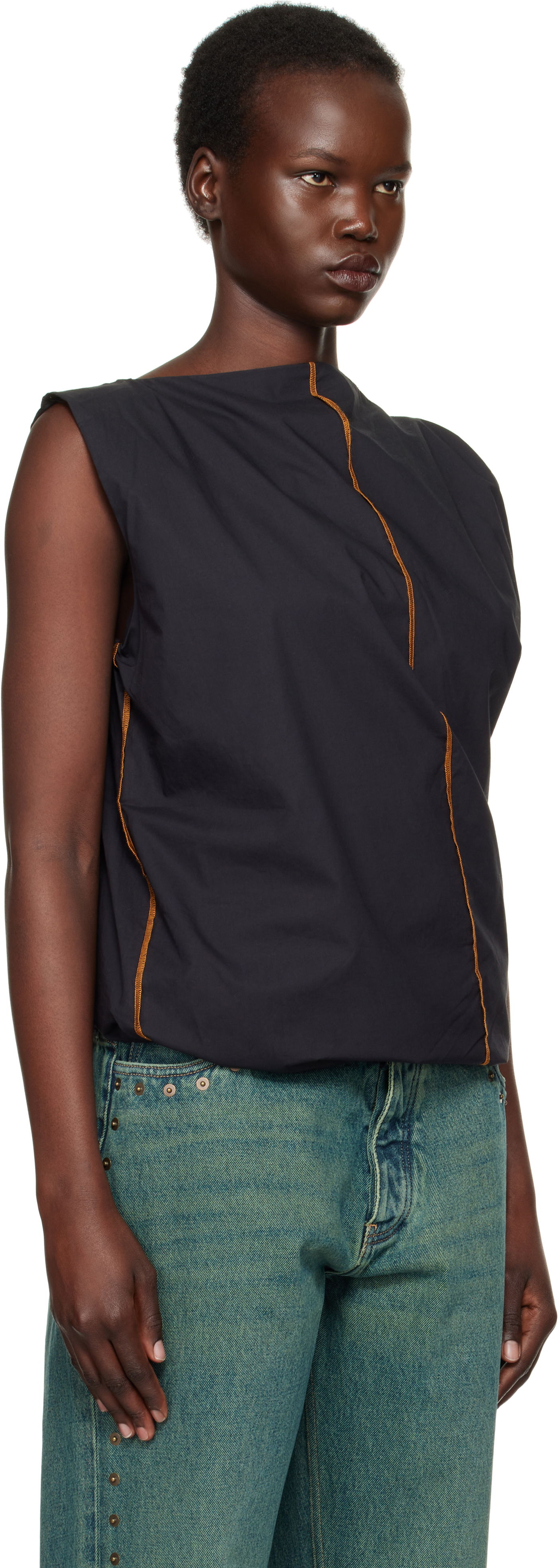 Tanktop Baserange Sleeveless Turn Neck Top Sort | TOTU-PO-SP25, 1