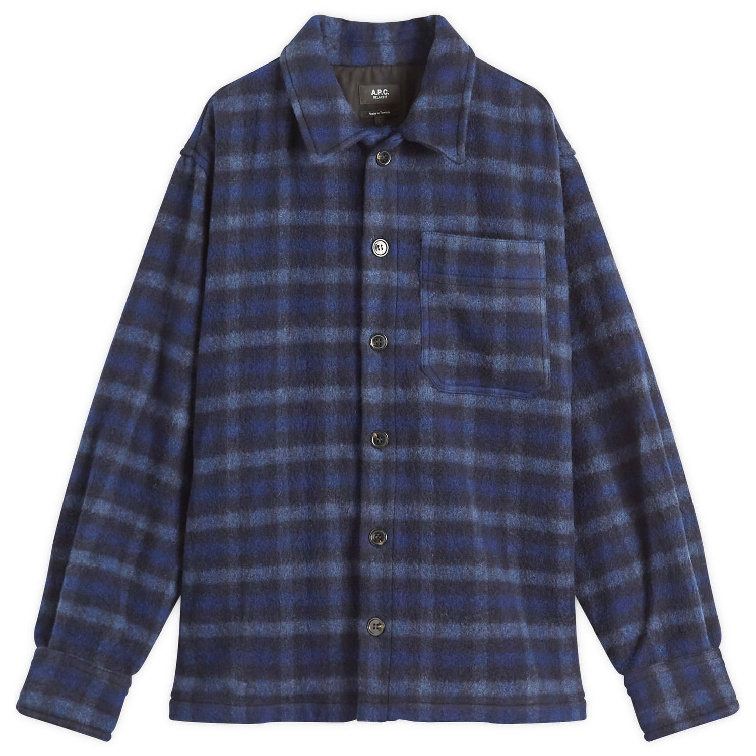 Skjorte A.P.C. A.P.C. Stanley Check Wool Overshirt Blå | WOASI-H02989-IAK, 0