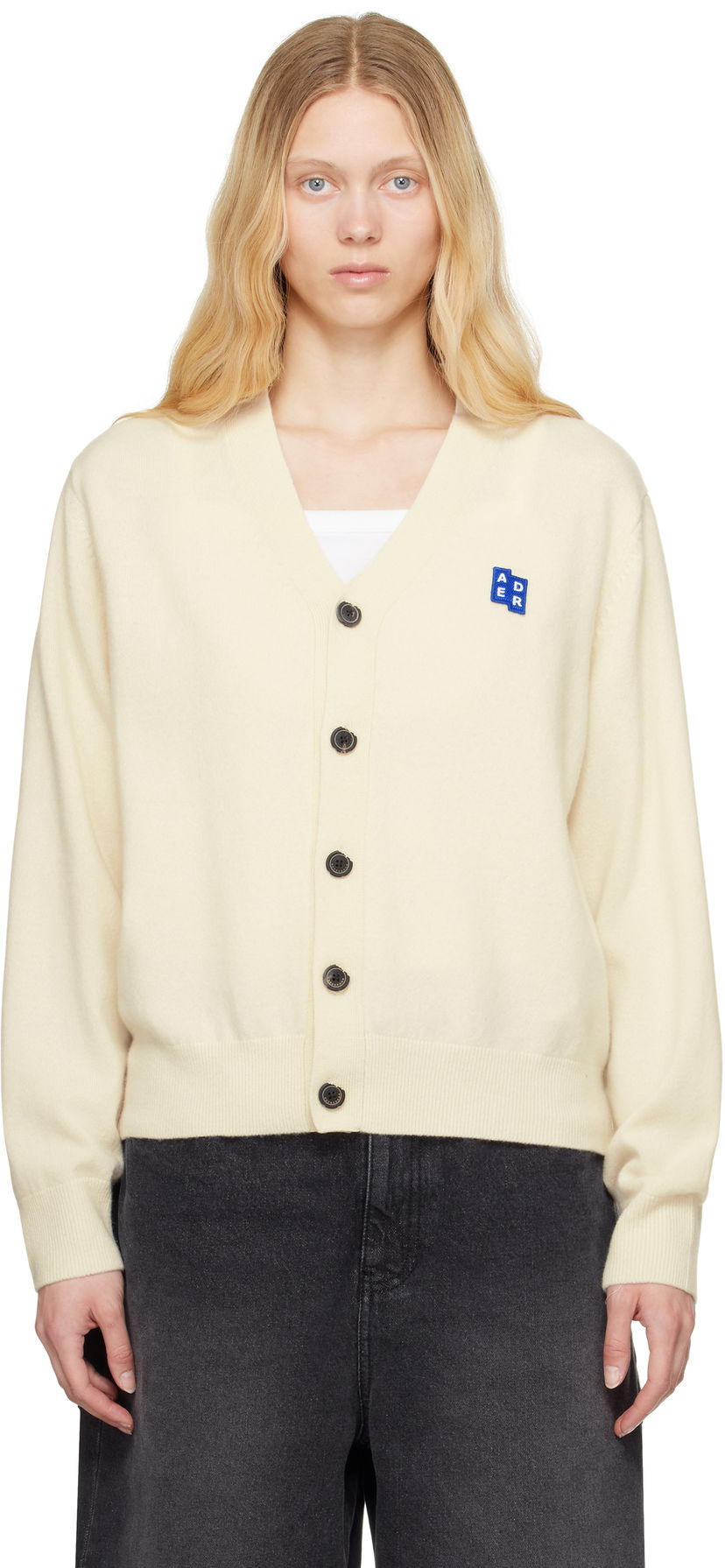 Sweater ADER ERROR ADER error Sig Tag Cardigan Beige | BO42FYKT0701OT