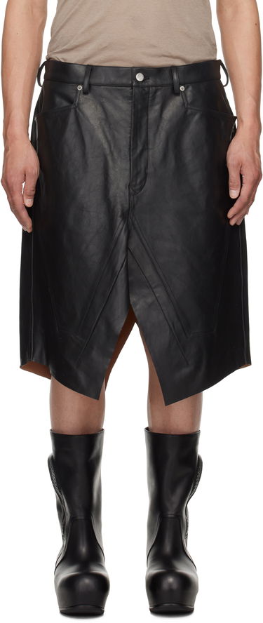 Nederdel Rick Owens Rick Owens Hollywood Leather Skirt Sort | RU01E5345 LTP, 0