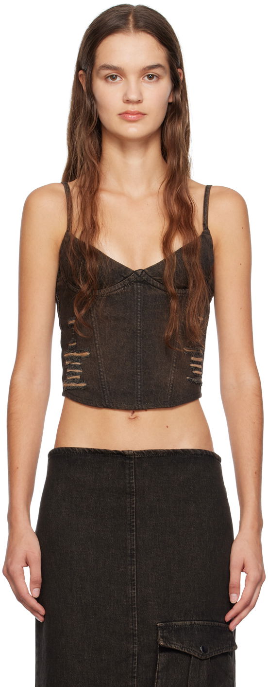 Tanktop Miaou Miaou Kiko Denim Tank Top Sort | 7075SD4BLK