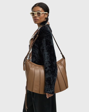 Håndtaske Lacoste Pleated Leather Hobo Bag Brun | NU5212DP-T15, 2