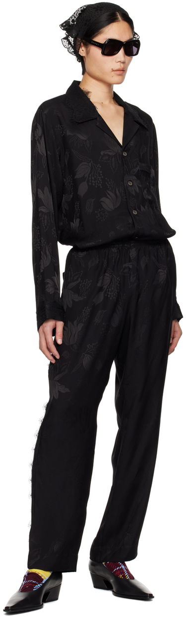 Bukser Anna Sui Floral Jacquard Lounge Trousers Sort | M1024I40, 3