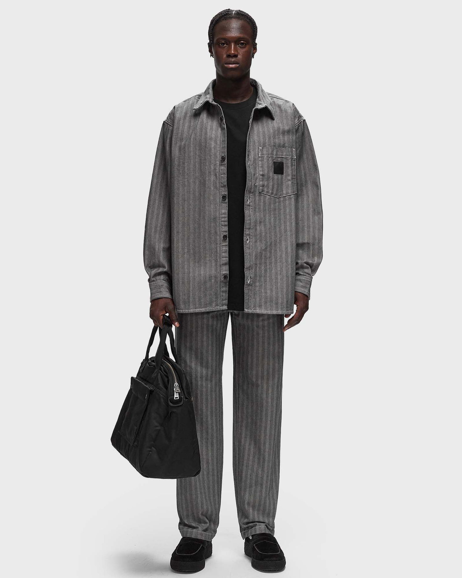Skjorte Carhartt WIP Menard Herringbone Shirt Jacket - Grey Rinsed Grå | I033577-9102, 1