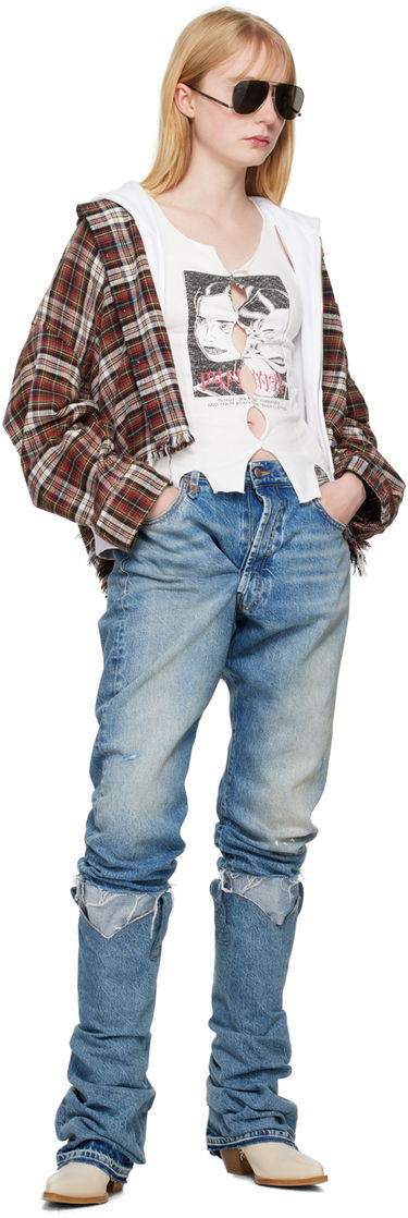 Tøj R13 R13 Mid Cowboy Denim Sleeve Boots Blå | R13S0107-DEN, 4