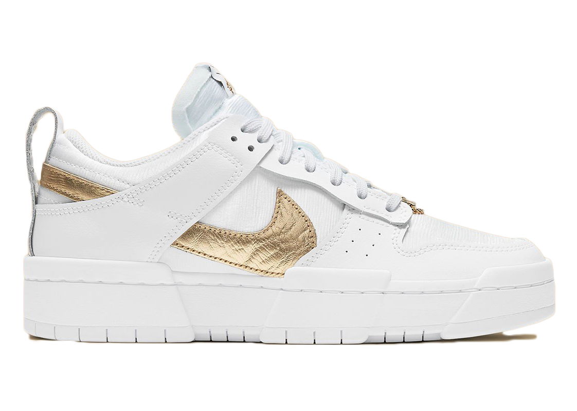 Sneakers og sko Nike Dunk Low Disrupt White Metallic Gold W Hvid | DD9676-100, 0
