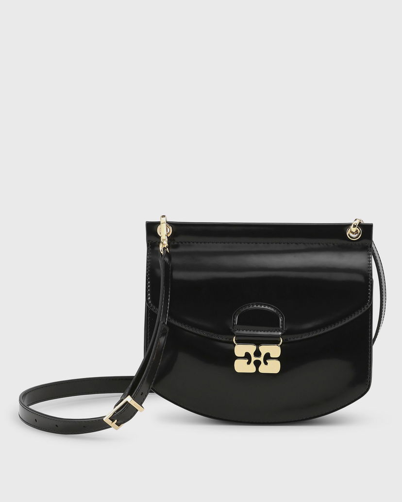Håndtaske GANNI Apo-G Bag Small Patent Sort | A6112-099