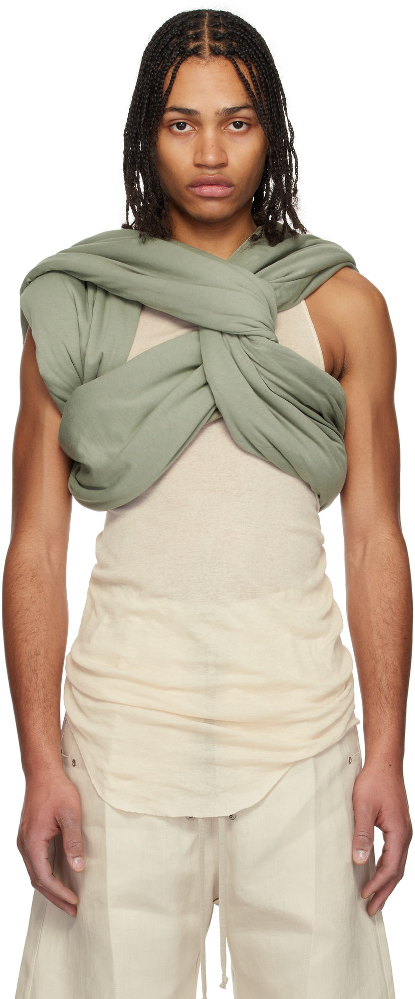Tanktop Rick Owens Rick Owens Hollywood Triple Donut Top Beige | RU01E5432 JA