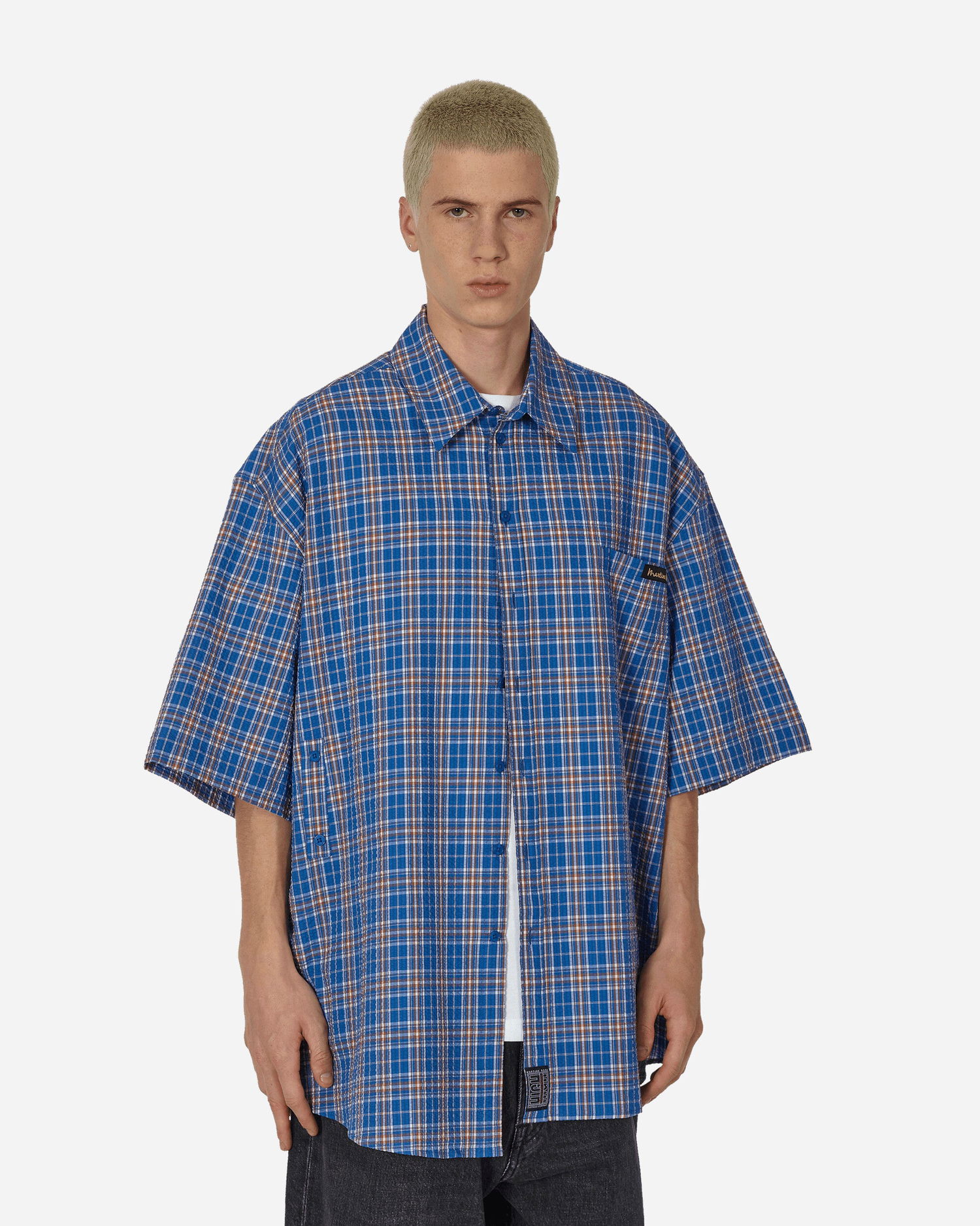 Skjorte Martine Rose Wrap Shirt Blå | MRSS24-440B BLUCHK, 1