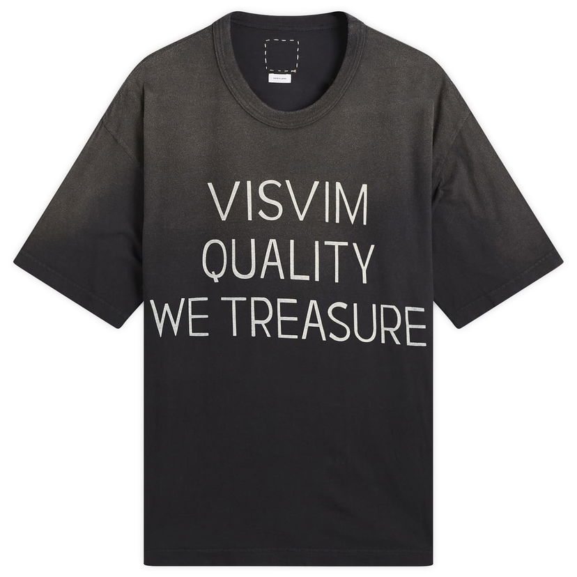 T-shirt visvim Jumbo Distressed 'Quality We Treasure' Print T-Shirt Sort | 0125205010016-BLK