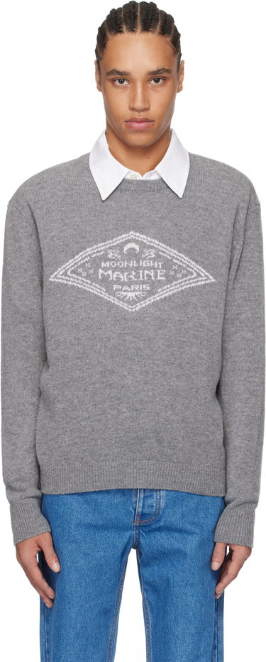 Sweater Marine Serre Marine Serre Wool Knit Crewneck Sweater Grå | MTK004A CKNI0531, 0