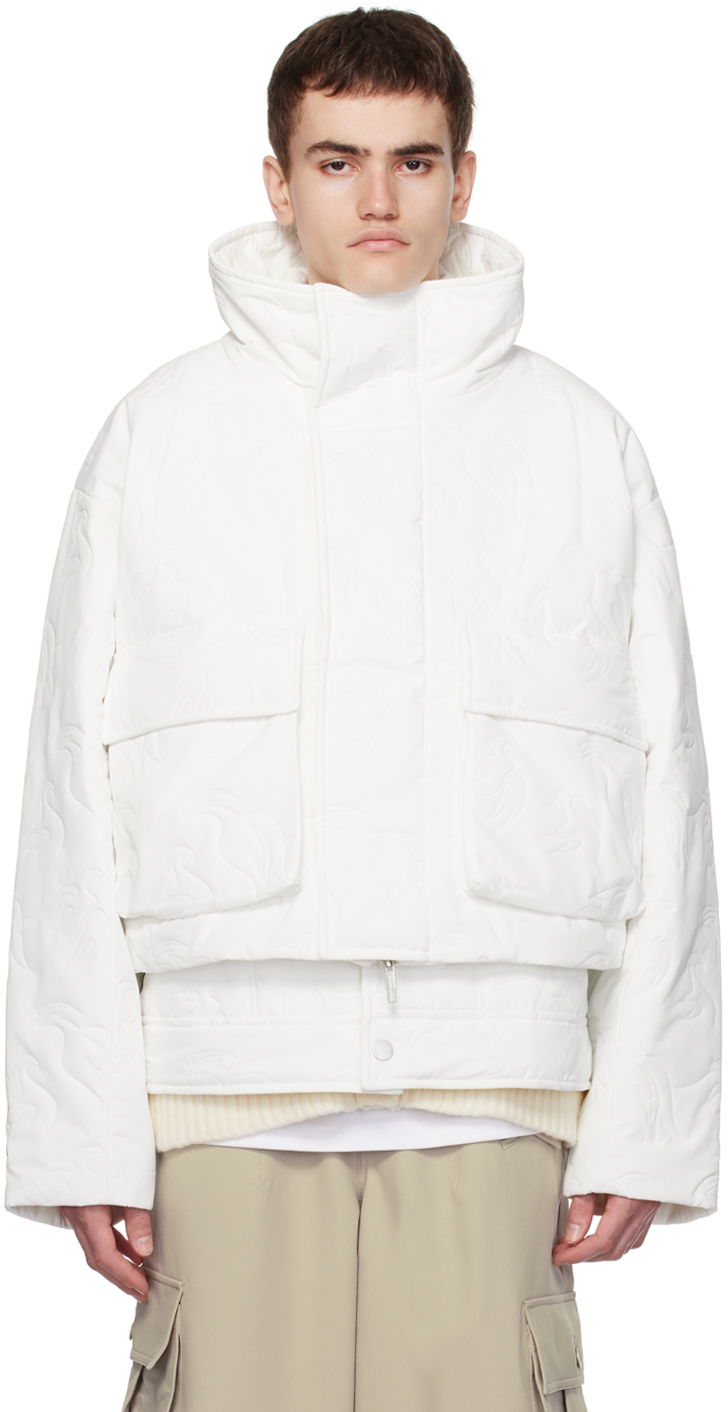 Puffer jakke Feng Chen Wang Feng Chen Wang Embossed Jacket Hvid | FUF16JK38