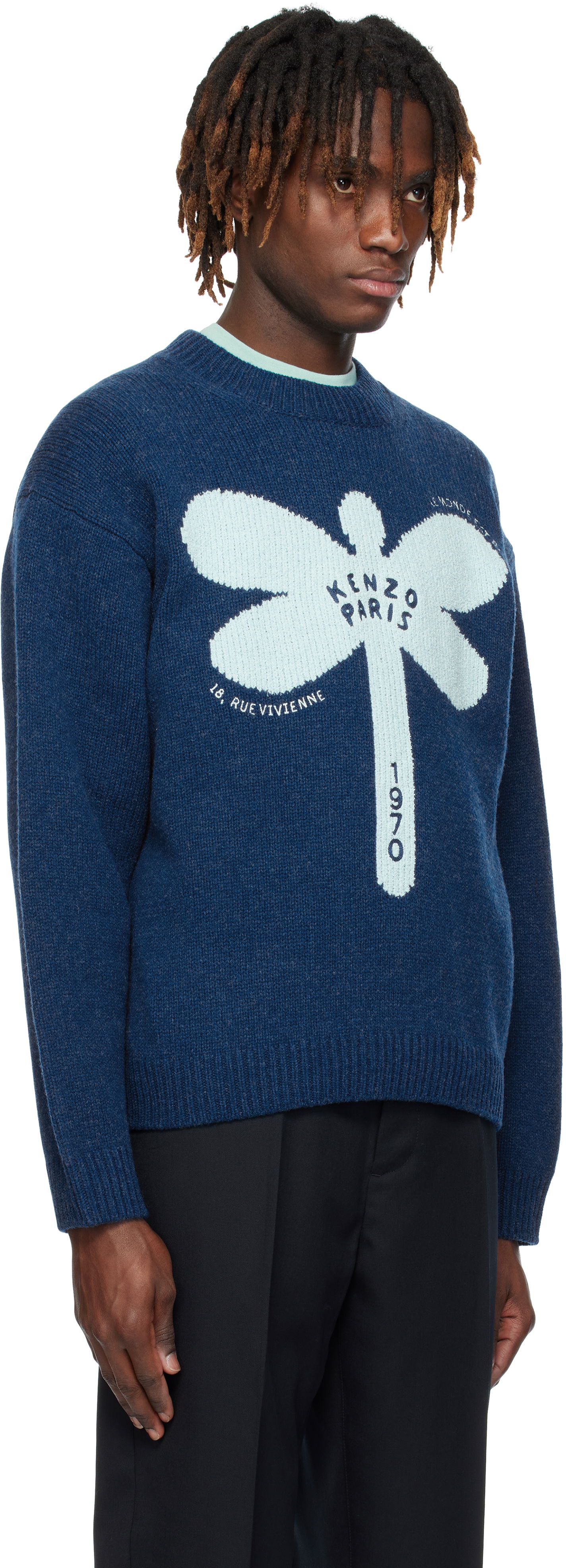 Sweater KENZO Kenzo Paris 'KENZO Dragonfly' Embroidered Wool Sweater Blå | FF55PU7163CA, 1
