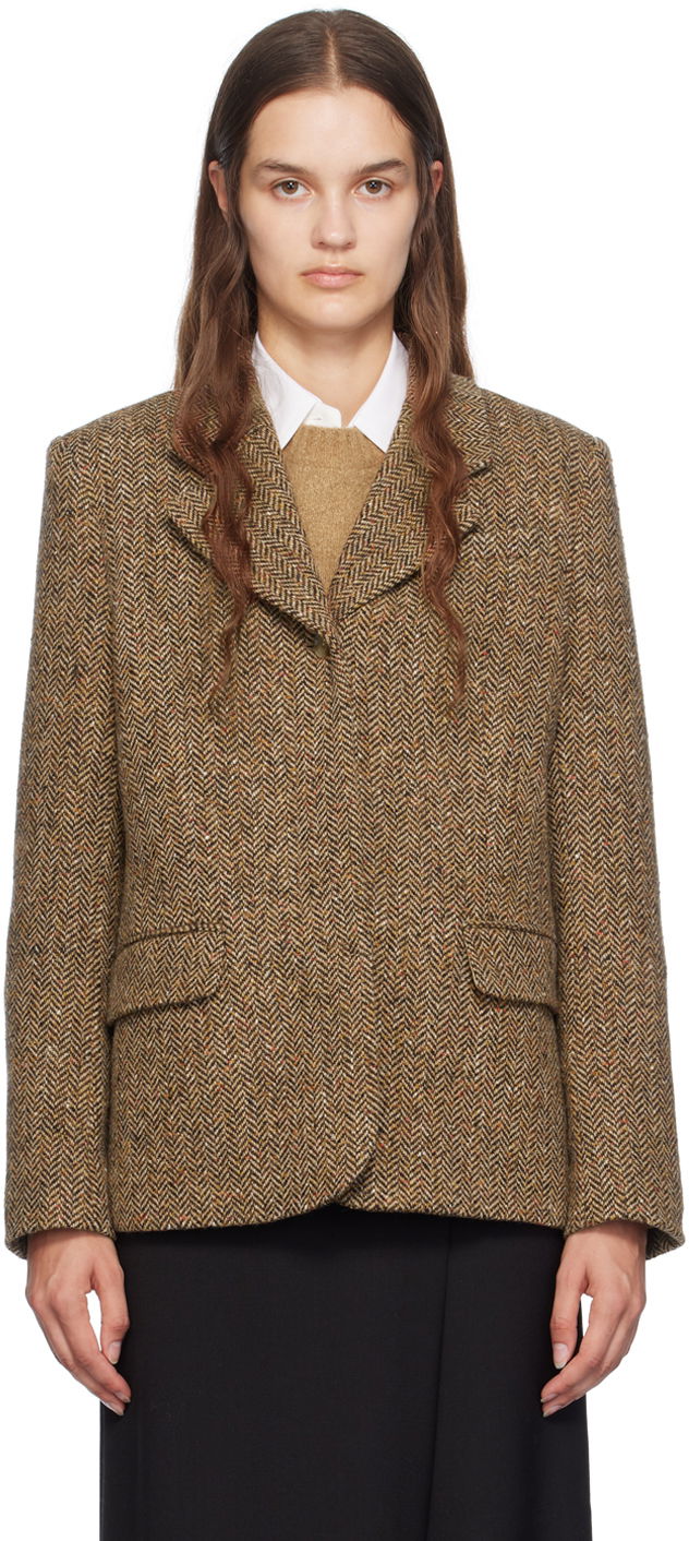 Jakke BOSS Herringbone Blazer Brun | 50518444