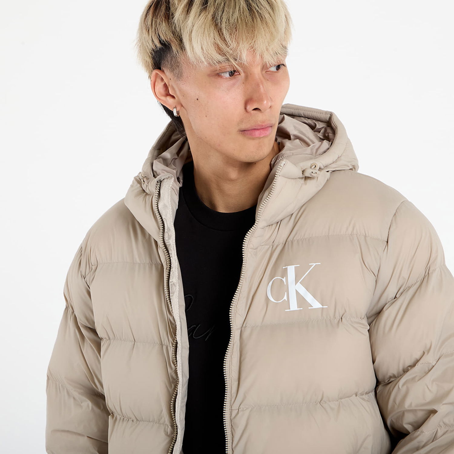 Puffer jakke CALVIN KLEIN Calvin Klein Jeans Ls Nylon Monogram Puffer Jacket Beige | LV04RD528G RAK, 1