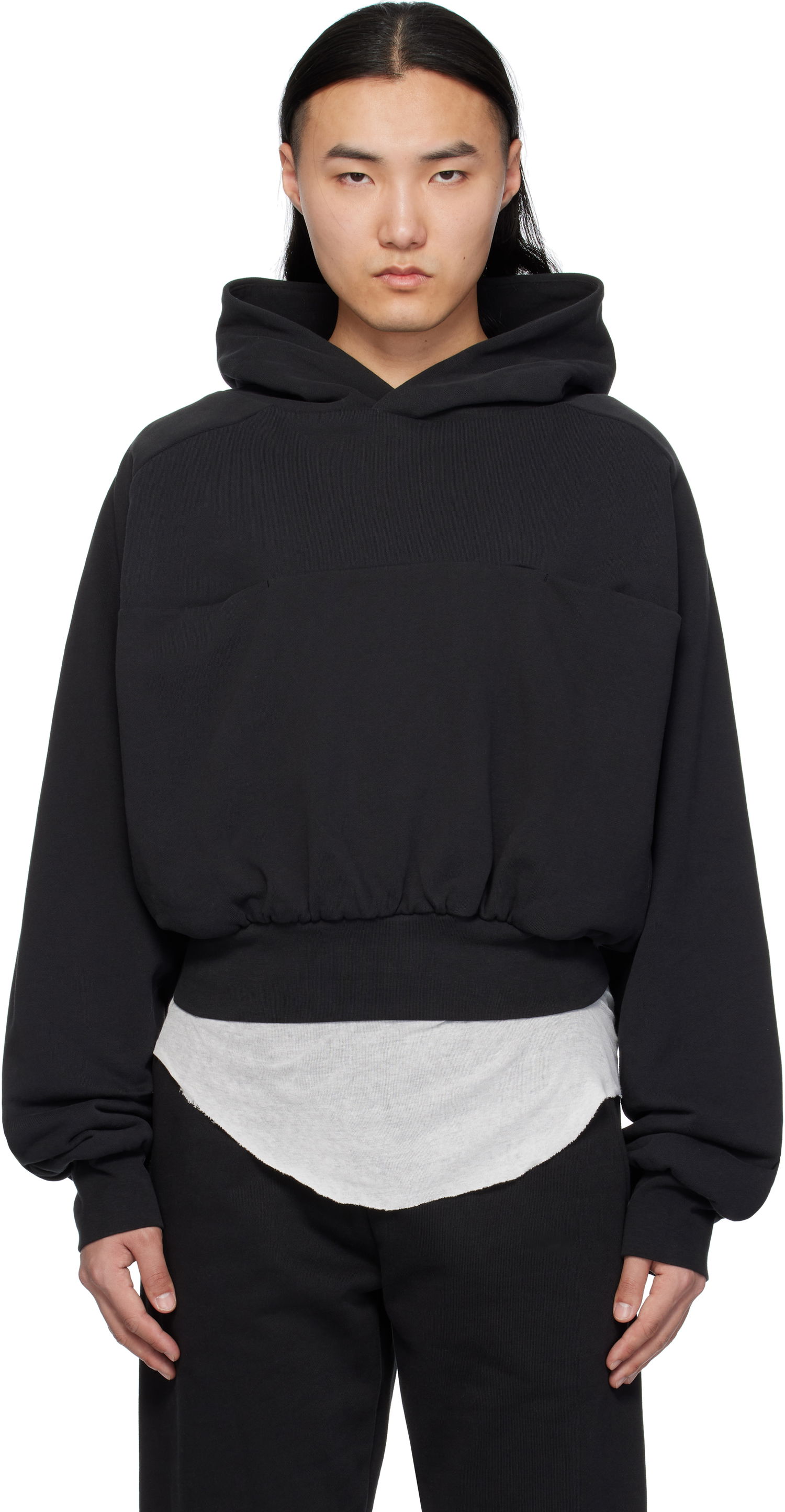 Sweatshirt Entire Studios Double Double Cropped Hoodie Sort | ES2367SO, 0
