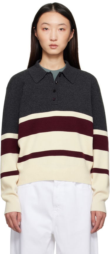 Sweater Róhe Róhe Compact Knitted Striped Polo Grå | 416-23-233, 0