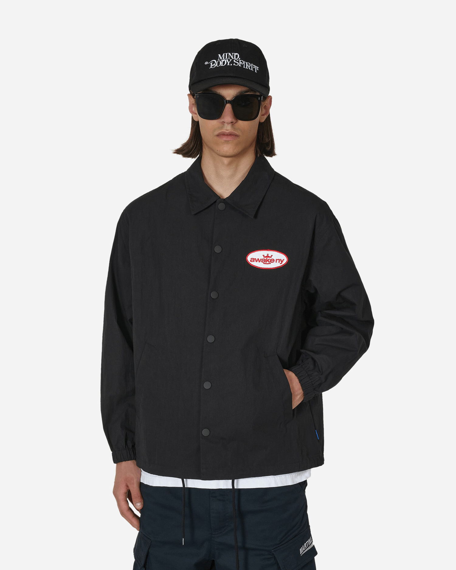Jakke Awake NY King Logo Twill Coaches Jacket Sort | AWK-SP23-OT007  CHA, 0