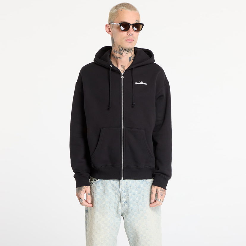 Sweatshirt Awake NY Awake NY Crown Logo Full-Zip Hoodie L Sort | AWK-FW25-HD003-BLK