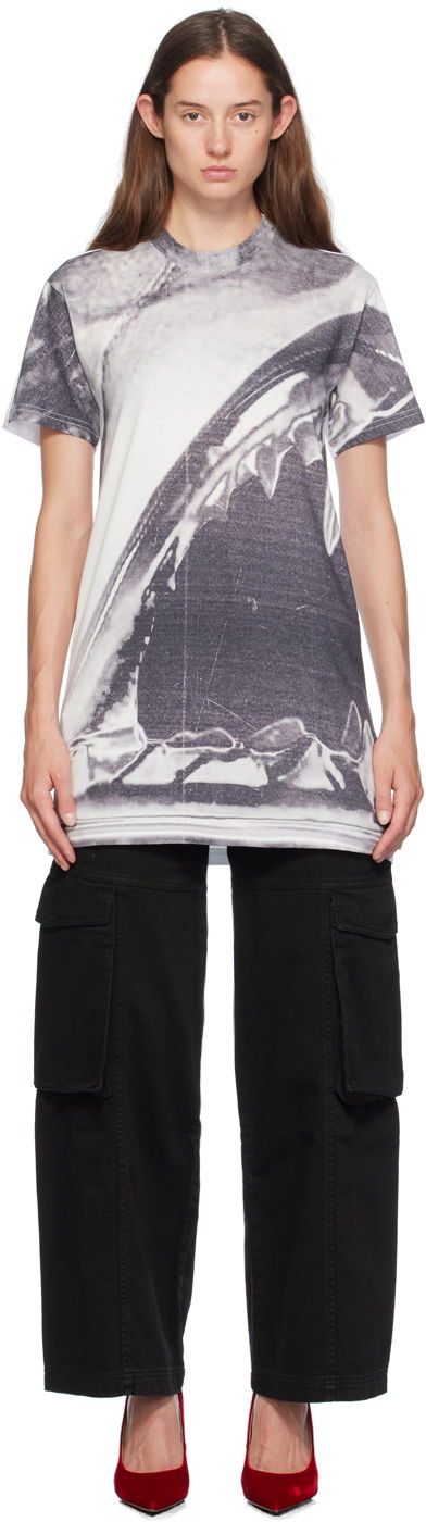 Kjole GCDS Gray & White Morso Tee Minidress Hvid | A2CW1100JE0