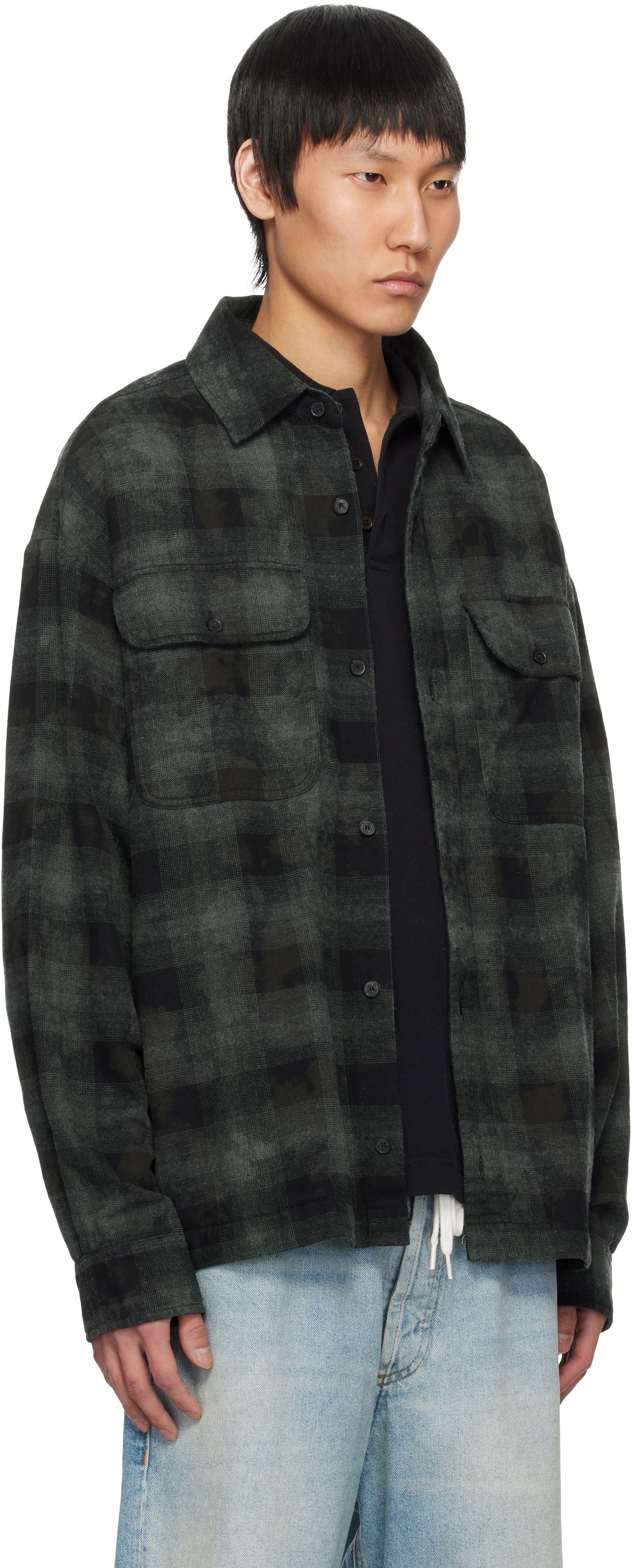 Skjorte Palm Angels Palm Angels Check Overshirt Grøn | PMGE043S25FAB0025603, 1