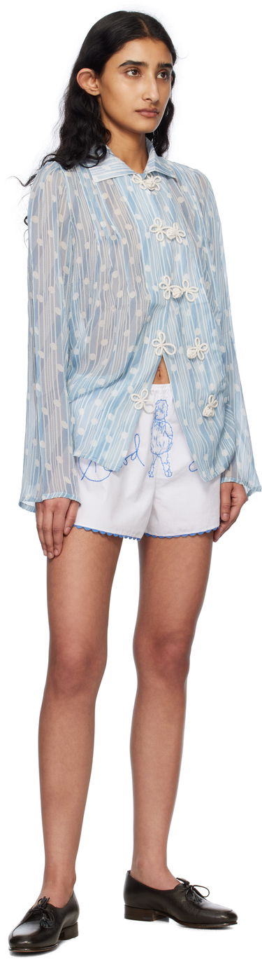 Skjorte Bode Bode Meridian Print Blouse Blå | WRS25SH031, 3
