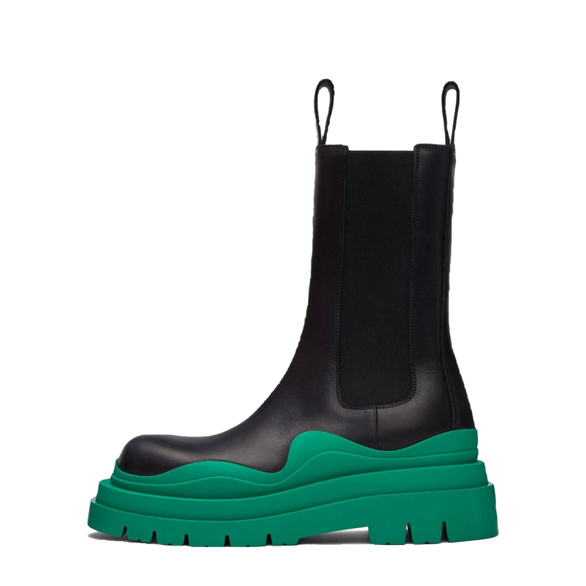 Sneakers og sko Bottega Veneta Leather Tire Chunky-Sole Chelsea Boot Sort | 630284VBS501489