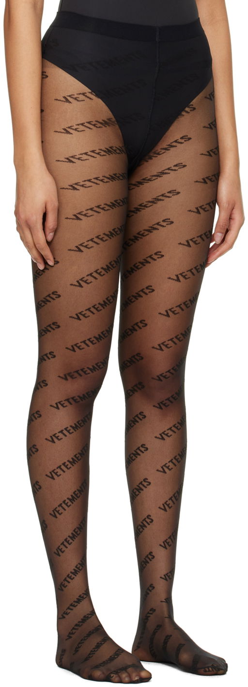 Sokker VETEMENTS Monogram Logo Tights Sort | WA53TI100B, 1