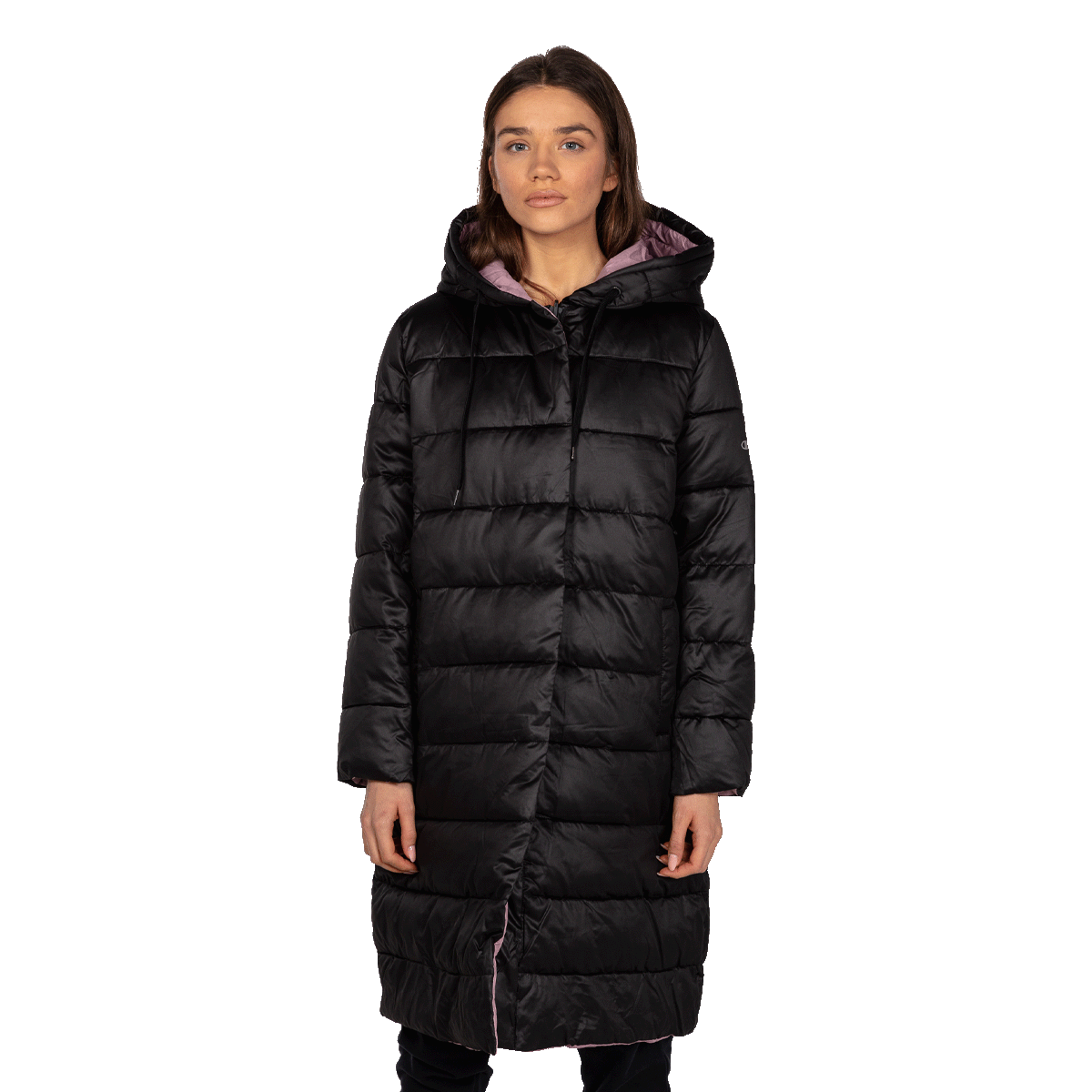 Puffer jakke Champion KIMBERLY Long Puffer Jacket with Hood Sort | CHA223F505-01, 0