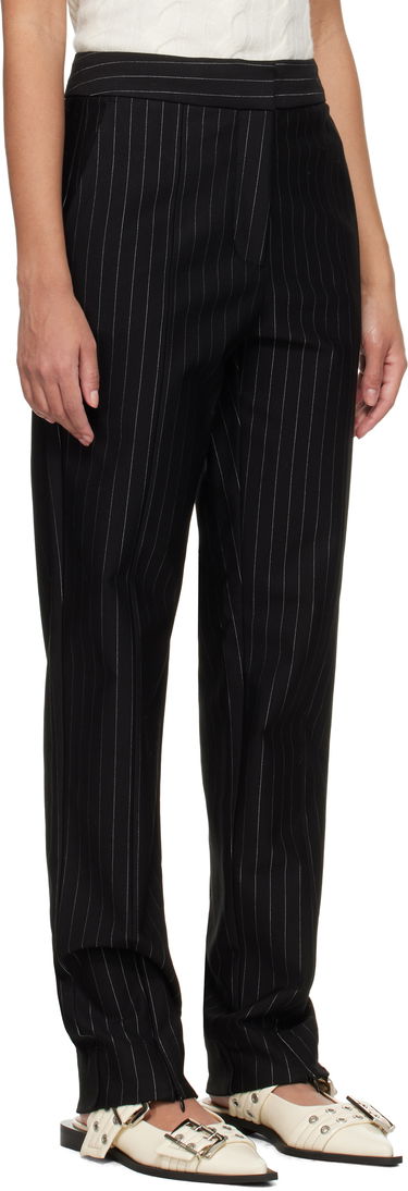 Bukser GANNI GANNI Mid Waist Pinstripe Trousers Sort | T4100, 1