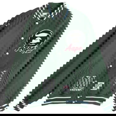 Bomberjakke AAPE by A Bathing Ape AAPE Ice Hockey Varsity Jacket Grøn | AAPJKM7676XXNGRD, 0