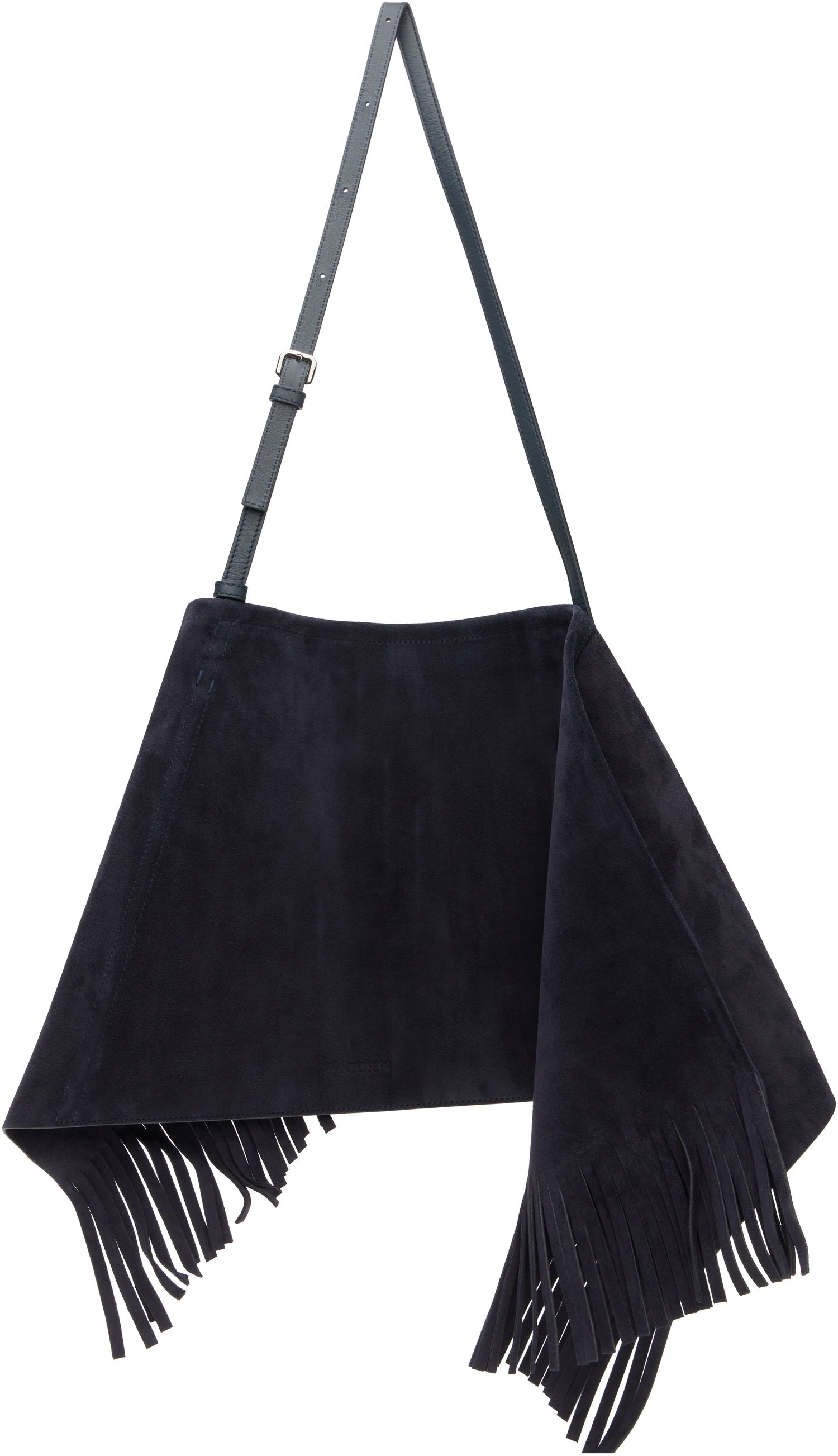 Skuldertaske JW Anderson JW Anderson Medium Suede Fringe Scarf Bag Mørkeblå | HB0700-LA0361, 0