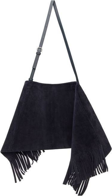 Skuldertaske JW Anderson JW Anderson Medium Suede Fringe Scarf Bag Mørkeblå | HB0700-LA0361, 0